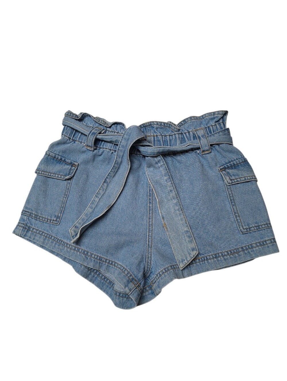 PacSun High-Waist Paperbag Denim Shorts With Tie Size S